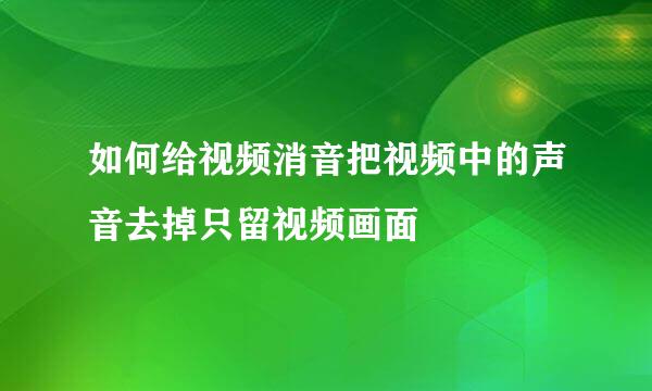如何给视频消音把视频中的声音去掉只留视频画面