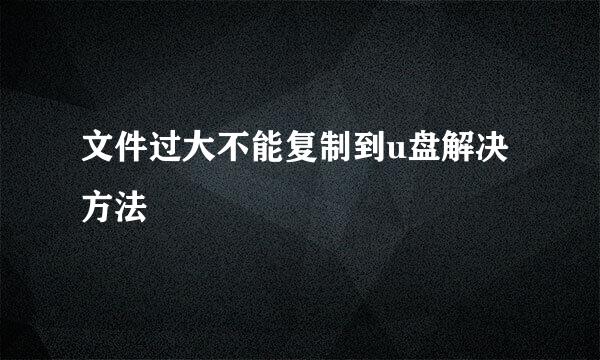 文件过大不能复制到u盘解决方法