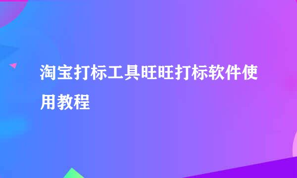 淘宝打标工具旺旺打标软件使用教程