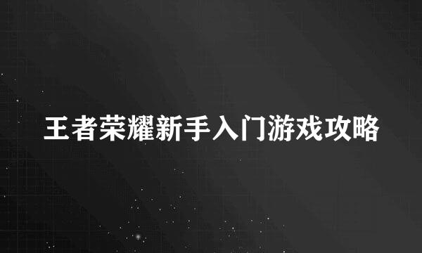 王者荣耀新手入门游戏攻略