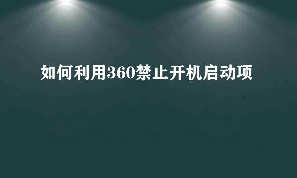 如何利用360禁止开机启动项