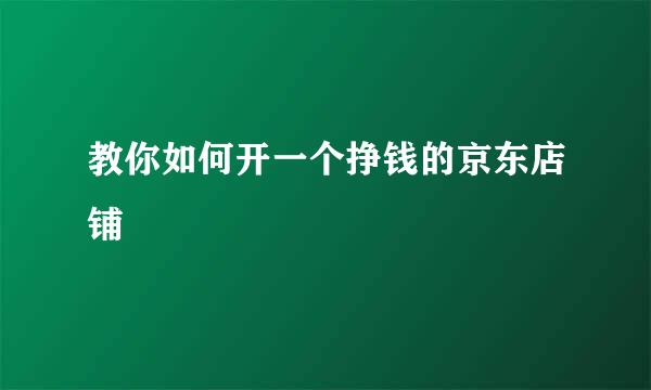 教你如何开一个挣钱的京东店铺