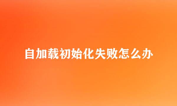 自加载初始化失败怎么办
