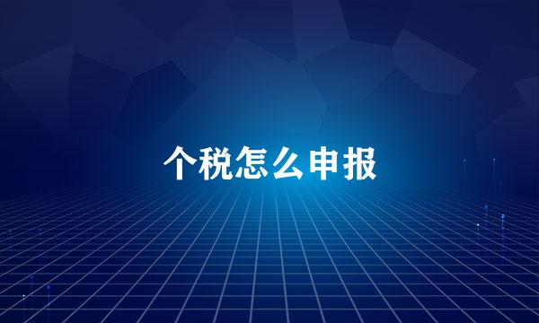 个税怎么申报