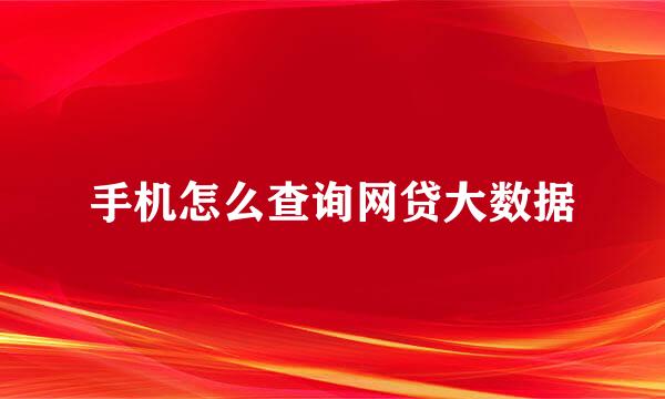 手机怎么查询网贷大数据