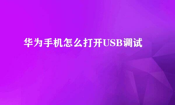 华为手机怎么打开USB调试