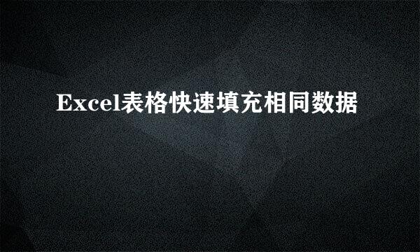 Excel表格快速填充相同数据