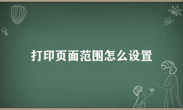 打印页面范围怎么设置