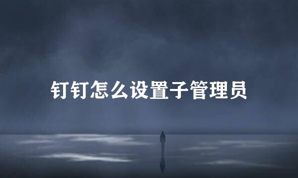 钉钉怎么设置子管理员