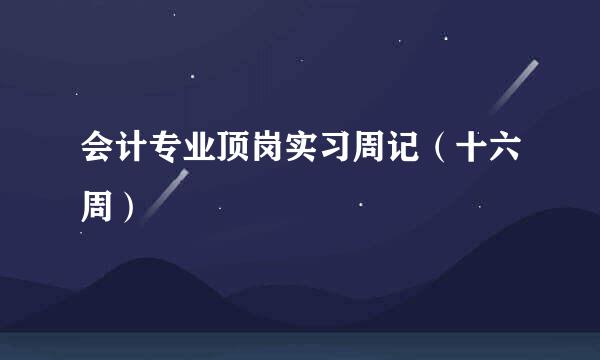 会计专业顶岗实习周记（十六周）