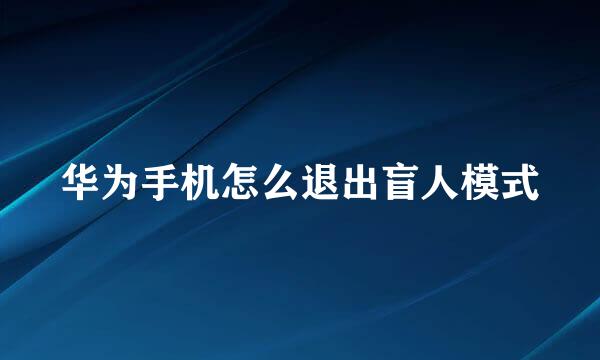 华为手机怎么退出盲人模式