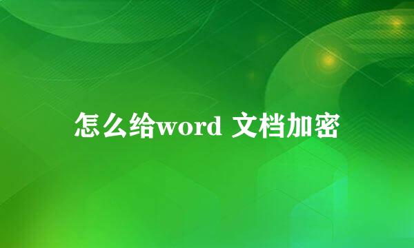 怎么给word 文档加密