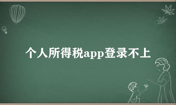 个人所得税app登录不上