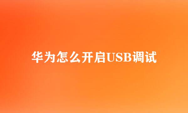 华为怎么开启USB调试