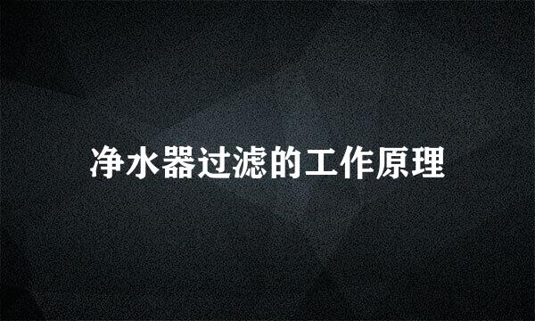 净水器过滤的工作原理