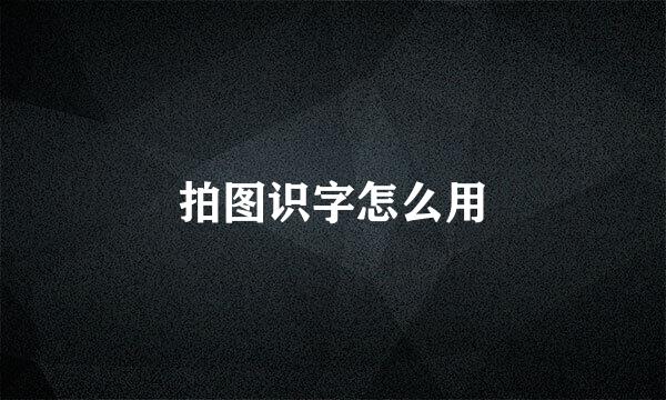 拍图识字怎么用