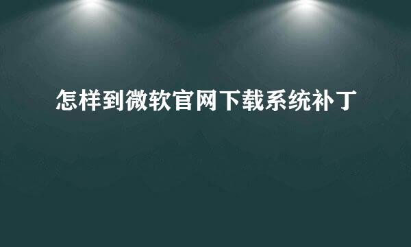 怎样到微软官网下载系统补丁