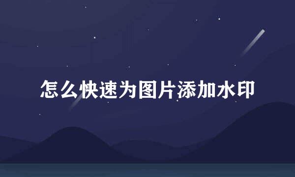 怎么快速为图片添加水印