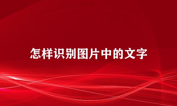 怎样识别图片中的文字