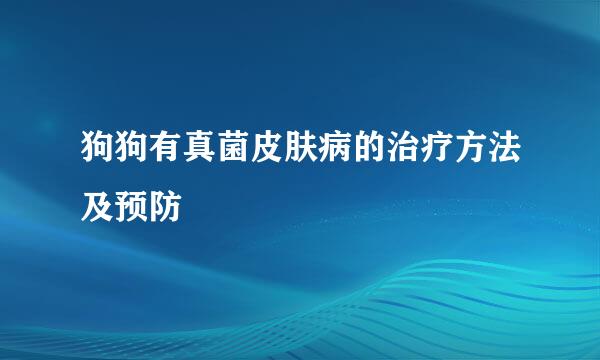 狗狗有真菌皮肤病的治疗方法及预防