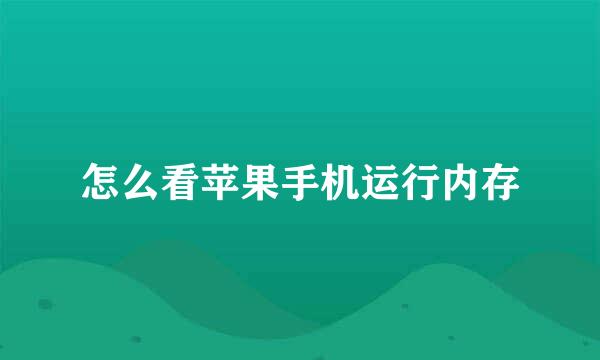 怎么看苹果手机运行内存
