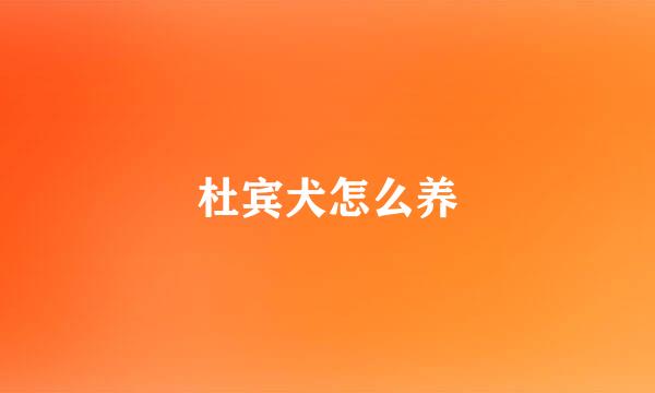 杜宾犬怎么养