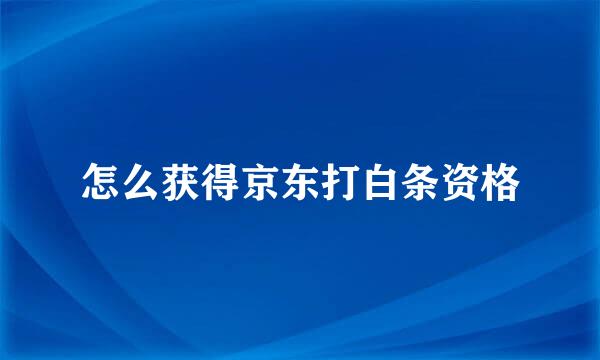 怎么获得京东打白条资格