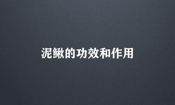 泥鳅的功效和作用
