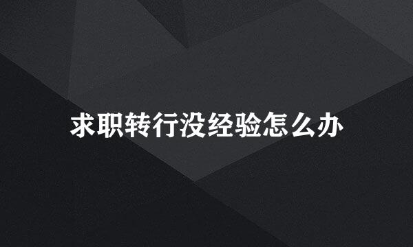 求职转行没经验怎么办
