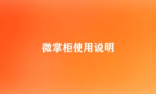微掌柜使用说明