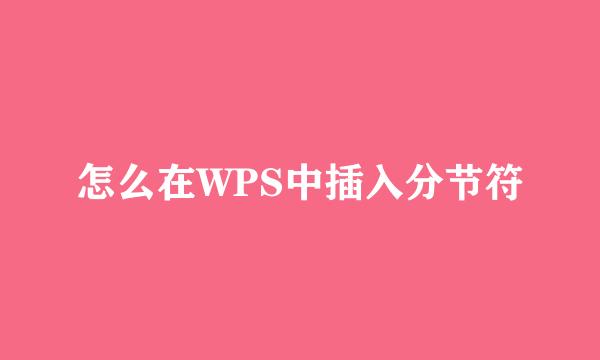 怎么在WPS中插入分节符