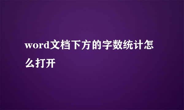 word文档下方的字数统计怎么打开