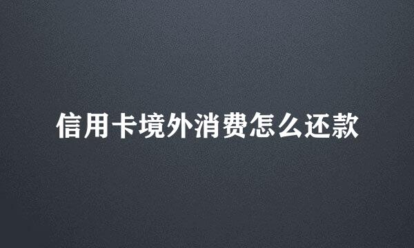 信用卡境外消费怎么还款