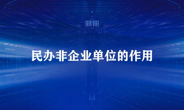 民办非企业单位的作用