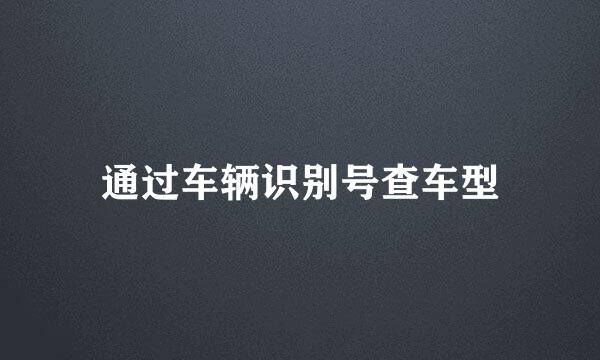通过车辆识别号查车型