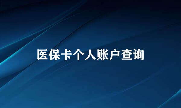 医保卡个人账户查询