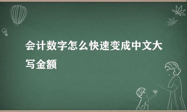 会计数字怎么快速变成中文大写金额