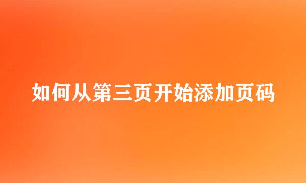 如何从第三页开始添加页码