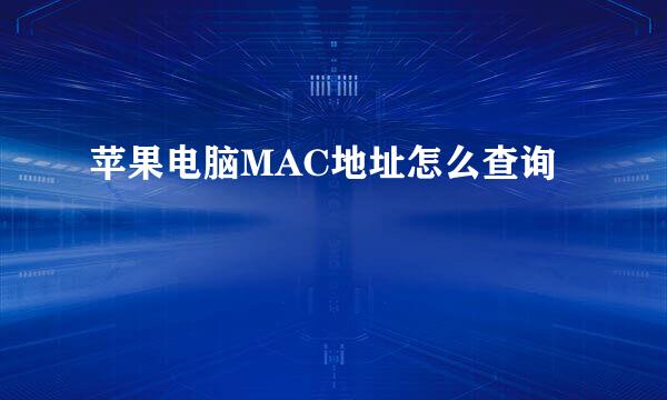 苹果电脑MAC地址怎么查询