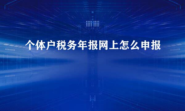 个体户税务年报网上怎么申报