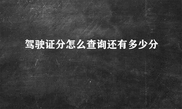 驾驶证分怎么查询还有多少分