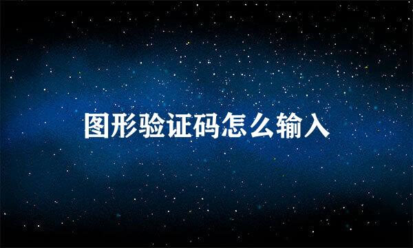 图形验证码怎么输入