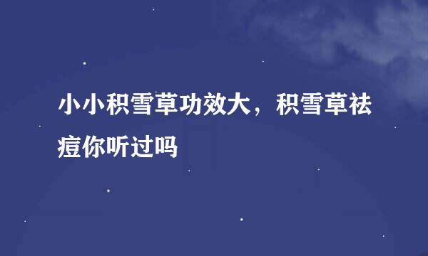 小小积雪草功效大，积雪草祛痘你听过吗