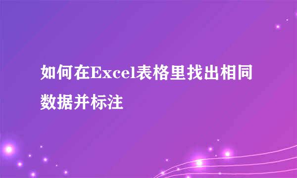 如何在Excel表格里找出相同数据并标注