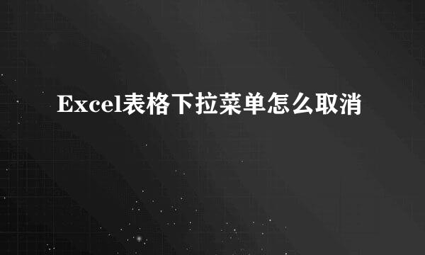 Excel表格下拉菜单怎么取消