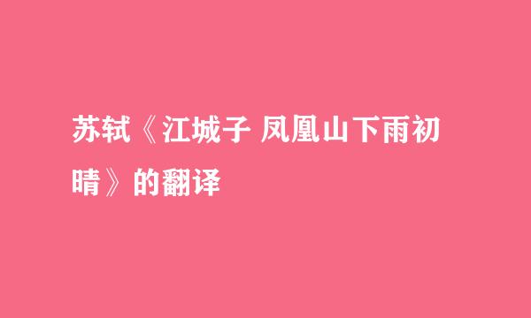 苏轼《江城子 凤凰山下雨初晴》的翻译