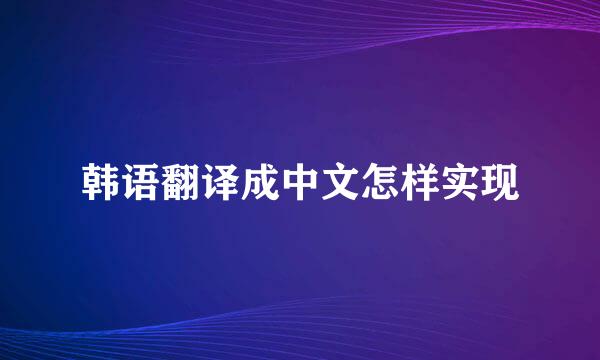韩语翻译成中文怎样实现