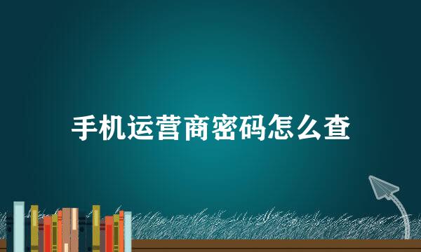 手机运营商密码怎么查