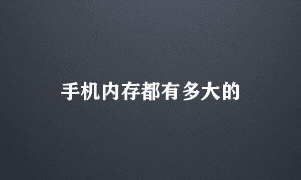 手机内存都有多大的