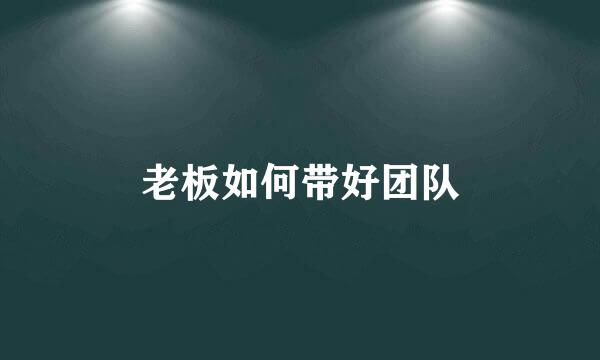 老板如何带好团队